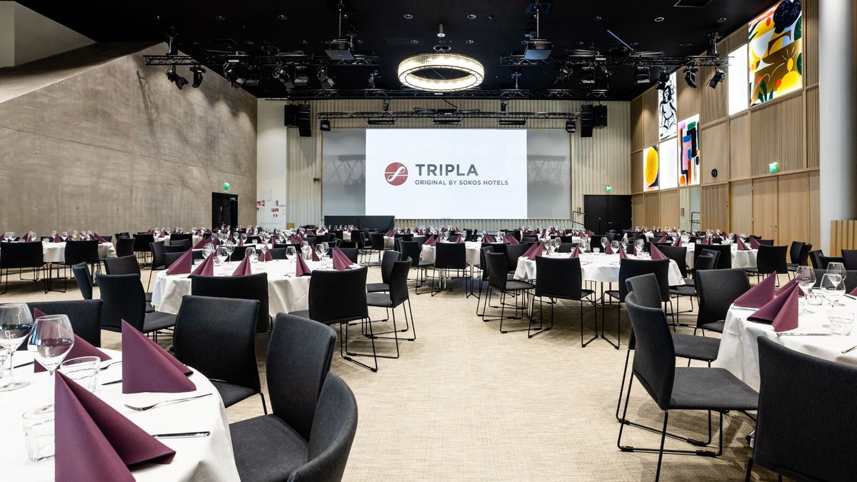 Berg event hall at Original Sokos Hotel Tripla set for a banquet